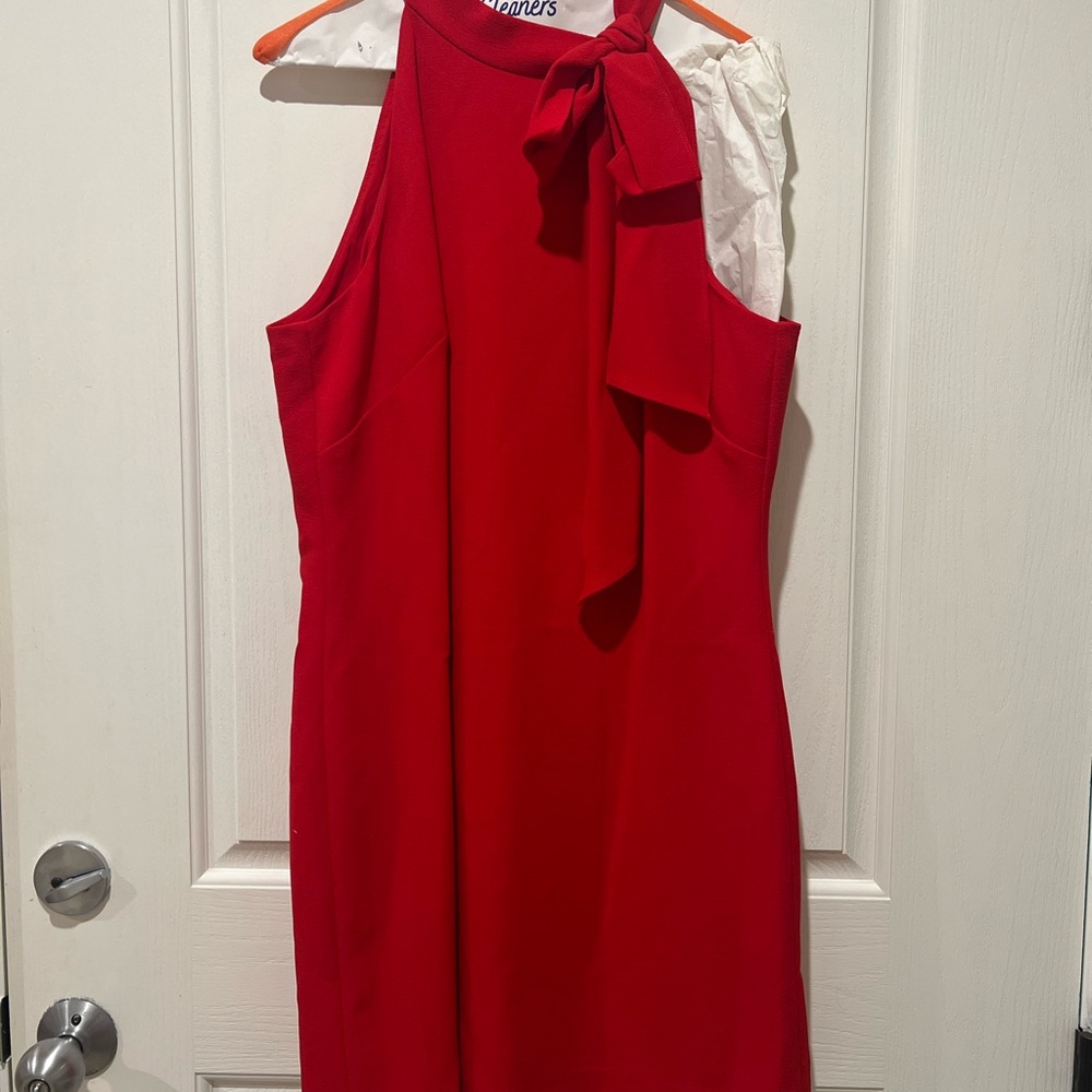Vince Camuto Red Crepe Neck Tie Sleeveless Mini Dress | 10